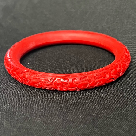 China 1890-1910 Antique Victorian Era Large Carved In Red LacquerCinnabar Wood - Picture 6 of 7